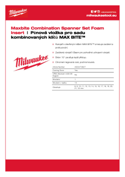 MILWAUKEE Pěnová vložka se sadou kombinovaných klíčů MAX BITE™ 4932479827 A4 PDF