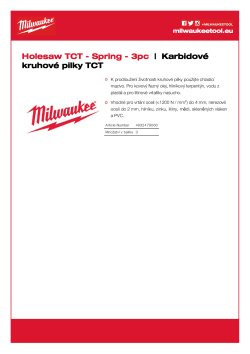 MILWAUKEE Vyhazovací pružina pro děrovky s tvrdokovovými zuby 4932479060 A4 PDF