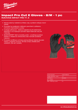 MILWAUKEE Rukavice Impact Pro tř. E 8/M 4932498535 A4 PDF