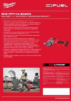 MILWAUKEE M18 FUEL™ 1 ¼″ závitořez s technologií ONE-KEY™ 4933479421 A4 PDF