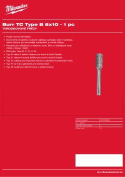MILWAUKEE Fréza TC typ B 6x10 mm - 1 ks 4932493981 A4 PDF