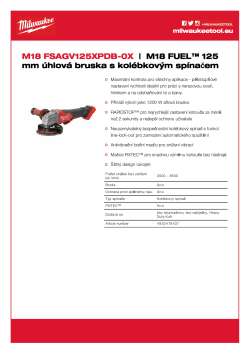 MILWAUKEE M18 FUEL™ 125 mm úhlová bruska s kolébkovým spínačem 4933478437 A4 PDF