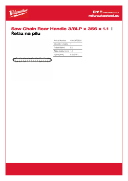 MILWAUKEE 35 cm / 14˝ pilový řetěz ⅜ ˝ x 1,1 mm 4932479820 A4 PDF