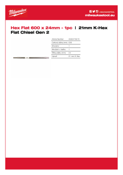 MILWAUKEE Plochý sekáč s upínací stopkou Hex 21 mm 4932479215 A4 PDF