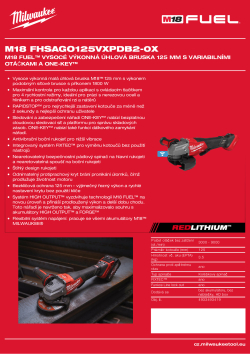 MILWAUKEE M18 FUEL™ vysocé výkonná úhlová bruska 125 mm s variabilními otáčkami a ONE-KEY™ 4933493419 A4 PDF