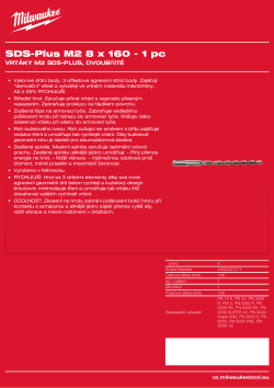 MILWAUKEE Vyžaduje pilotní vrták SDS-Plus (⌀ 8 x 160 mm) 4932307071 A4 PDF