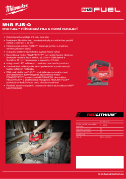 MILWAUKEE M18 FUEL™ přímočará pila  s horní rukojetí 4933499153 A4 PDF