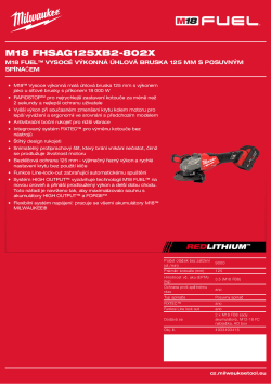 MILWAUKEE M18 FUEL™ vysocé výkonná úhlová bruska 125 mm s posuvným spínačem 4933493416 A4 PDF