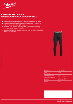 MILWAUKEE WORKSKIN™ funkční spodní prádlo černé 4932498294 A4 PDF