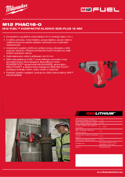 MILWAUKEE M12 FUEL™ kompaktní kladivo SDS-Plus 16 mm 4933499183 A4 PDF