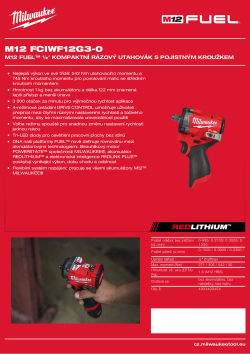 MILWAUKEE M12 FUEL™ ½″ kompaktní rázový utahovák s pojistným kroužkem 4933493454 A4 PDF