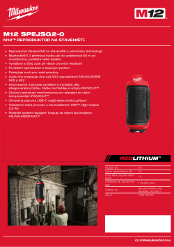 MILWAUKEE M12™ reproduktor na staveniště 4933498433 A4 PDF