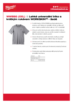 MILWAUKEE Lehké triko s krátkým rukávem WORKSKIN™ Performance - šedé 4933478198 A4 PDF