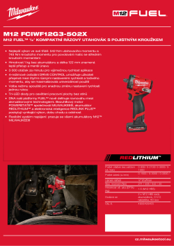 MILWAUKEE M12 FUEL™ ½″ kompaktní rázový utahovák s pojistným kroužkem 4933493455 A4 PDF