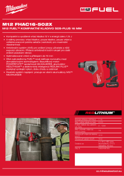 MILWAUKEE M12 FUEL™ kompaktní kladivo SDS-Plus 16 mm 4933499185 A4 PDF