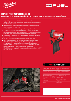 MILWAUKEE M12 FUEL™ ⅜″  kompaktní rázový utahovák s třecím kroužkem 4933493451 A4 PDF