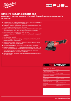 MILWAUKEE M18 FUEL™150 mm vysoce výkonná úhlová bruska s posuvným spínačem 4933493421 A4 PDF