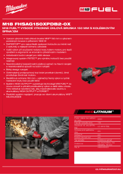 MILWAUKEE M18 FUEL™ vysocé výkonná úhlová bruska 150 mm s kolébkovým spínačem 4933493422 A4 PDF