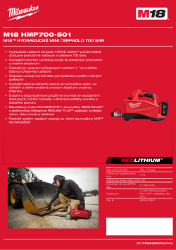 MILWAUKEE M18™ hydraulické mini čerpadlo 700 bar 4933493921 A4 PDF