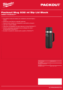 MILWAUKEE Hrnek PACKOUT™ s víčkem 532 ml černý 4932493472 A4 PDF