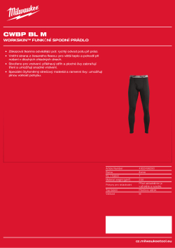 MILWAUKEE WORKSKIN™ funkční spodní prádlo černé 4932498290 A4 PDF