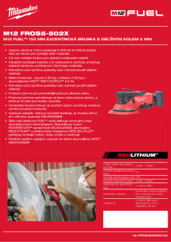 MILWAUKEE M12 FUEL™ 150 mm excentrická bruska s oběžným kolem 5 mm 4933493651 A4 PDF