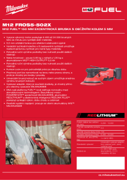 MILWAUKEE M12 FUEL™ 150 mm excentrická bruska s oběžným kolem 5 mm 4933493651 A4 PDF