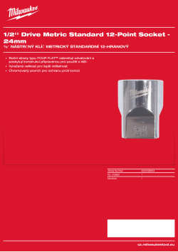 MILWAUKEE 1/2'' Drive Metric Standard 12-Point Socket 4932498834 A4 PDF