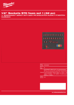 MILWAUKEE Sada 32 ks 1/2" průmyslových hlavic v pěnové vložce 4932493392 A4 PDF
