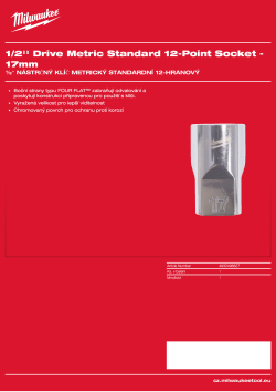 MILWAUKEE 1/2'' Drive Metric Standard 12-Point Socket 4932498827 A4 PDF