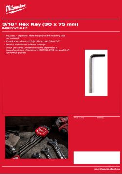 MILWAUKEE Hex Key 49960080 A4 PDF