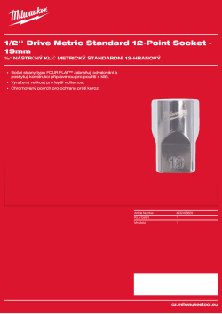 MILWAUKEE 1/2'' Drive Metric Standard 12-Point Socket 4932498829 A4 PDF