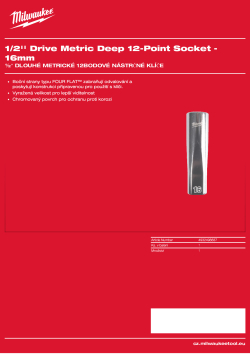 MILWAUKEE 1/2'' Drive Metric Deep 12-Point Socket 4932498837 A4 PDF