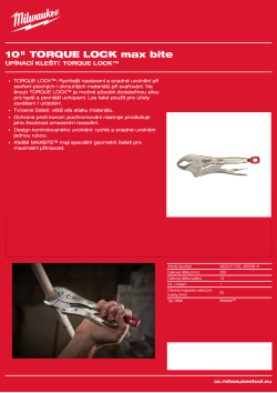 MILWAUKEE Upínací kleště 10″ TORQUE LOCK™ MAXBITE™ 4932471729 A4 PDF