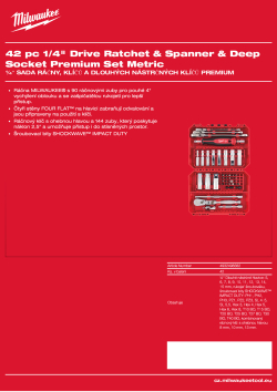 MILWAUKEE ¼″ Sada ráčny, klíčů a dlouhých nástrčných klíčů Premium 42 ks 4932498382 A4 PDF