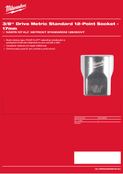 MILWAUKEE 3/8'' Drive Metric Standard 12-Point Socket 4932498809 A4 PDF