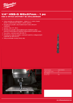 MILWAUKEE 1/4" HSS-G M5x57mm - 1 ks 4932498263 A4 PDF