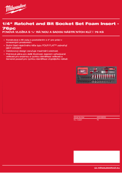 MILWAUKEE Pěnová vložka s ¼″ ráčnou a sadou nástrčných klíčů 76 ks 4932499293 A4 PDF