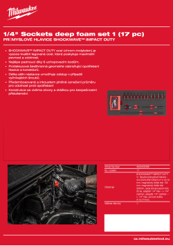MILWAUKEE Sada dlouhých průmyslových hlavic ¼″ v pěnové vložce 17 ks 4932493386 A4 PDF