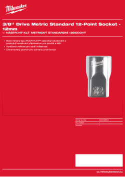 MILWAUKEE 3/8'' Drive Metric Standard 12-Point Socket 4932498804 A4 PDF