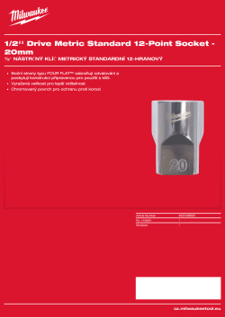 MILWAUKEE 1/2'' Drive Metric Standard 12-Point Socket 4932498830 A4 PDF