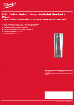 MILWAUKEE ⅜″ prodloužený nástrčný klíč metrický standardní 12-bodový - 17 mm 4932498821 A4 PDF