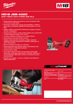 MILWAUKEE M18™ Heavy Duty přímočará pila 4933500554 A4 PDF