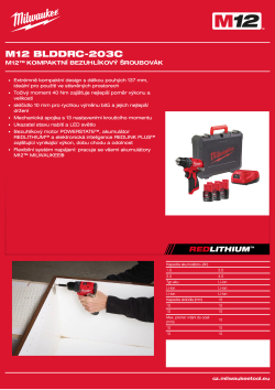 MILWAUKEE M12™ kompaktní bezuhlíkový šroubovák 4933499685 A4 PDF
