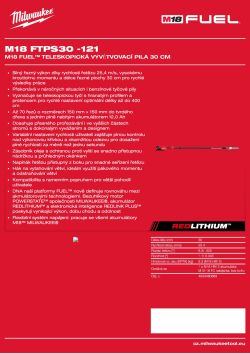 MILWAUKEE M18 FUEL™ teleskopická vyvětvovací pila 30 cm 4933480870 A4 PDF