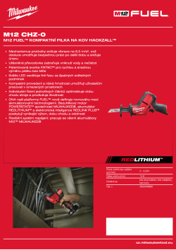 MILWAUKEE M12 FUEL™ HACKZALL™ kompaktní pilka na kov 4933500572 A4 PDF