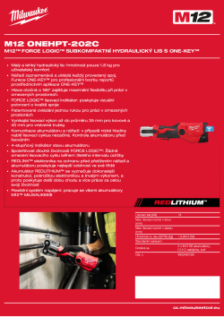 MILWAUKEE M12™ FORCE LOGIC™ subkompaktní hydraulický lis s ONE-KEY™ 4933481032 A4 PDF