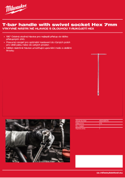 MILWAUKEE Výkyvná nástrčná hlavice s dlouhou T-rukojetí Hex 7 mm 4932492676 A4 PDF