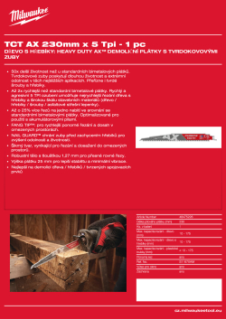 MILWAUKEE Plátek SAWZALL™ B. TCT AX™ 230 x 5T - 1 ks 48475226 A4 PDF