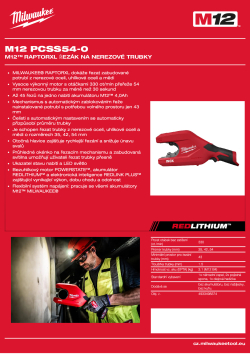 MILWAUKEE M12™ RAPTORXL řezák na nerezové trubky 4933498374 A4 PDF